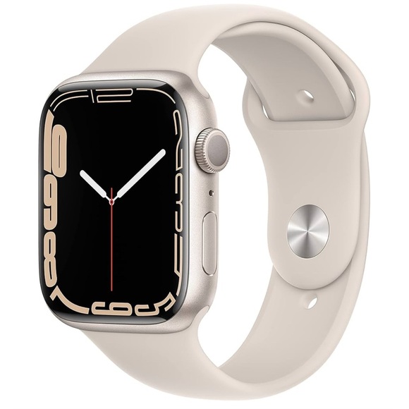 Apple Watch Series 7 (gps, 45mm) starlight aluminum case w/starlight sport band - Picture 1 of 2